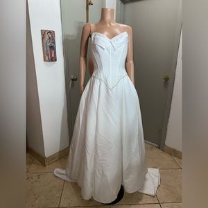 Ian Stuart International A Line Wedding Gown White With Rhinestone around hem